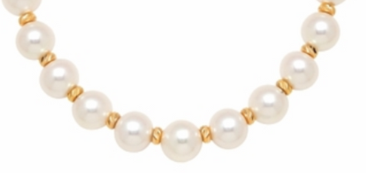 Children's Bracelets:  Gold Plated White, 6mm Freshwater Pearl Stretch Bracelets