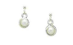 Baby Earrings:  Sterling Silver Freshwater Pearl Drop Earrings