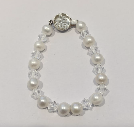 Children's Bracelets:  Sterling Silver, Freshwater Pearl, Swarovski Crystals Bracelets 15cm with Gift Box THIS MONTH'S BIG SPECIAL