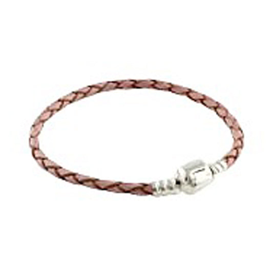 Children's Bracelets:  Pink, European Style Starter Bracelets with Solid Sterling Silver Snap Clasp