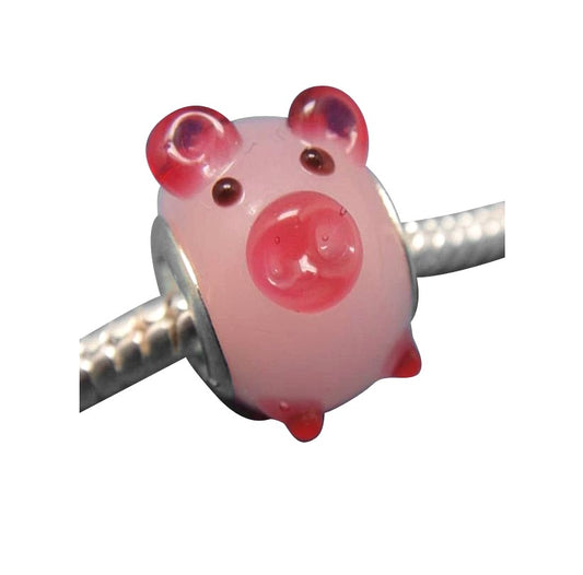 Baby and Children's Beads:  Pink Pig Glass Beads