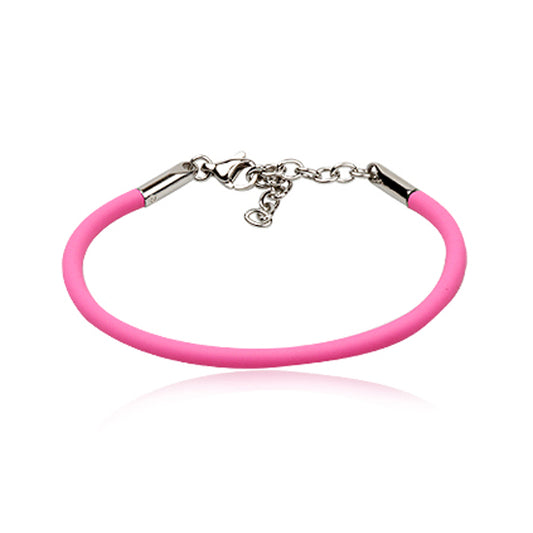 Children's Bracelets:  Sterling Silver, Pink Rubber Bracelets for Girls