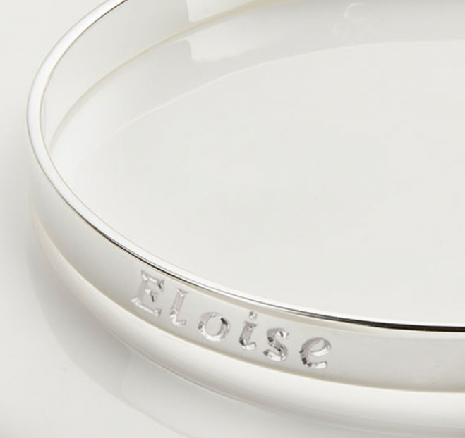 Baby Bangles:  Sterling Silver Polished, Adjustable Plain Christening Bangle with Gift Box