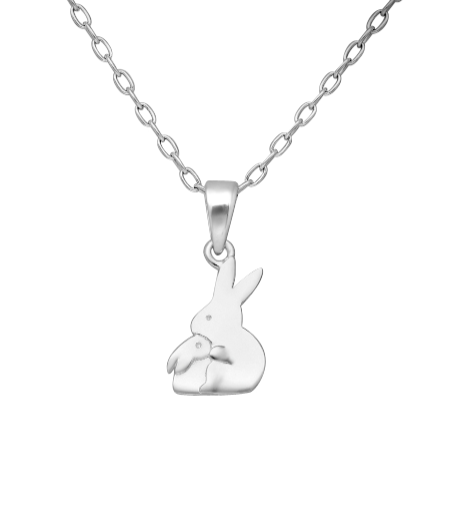 Baby and Children's Necklaces:  Sterling Silver Mother and Baby Rabbit Necklaces