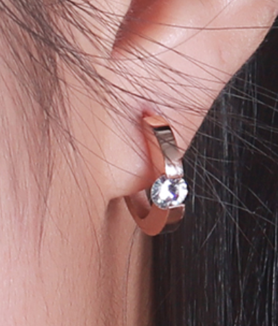 Children's, Teens' and Mothers' Earrings:  Titanium with Rose Gold IP Half Huggies