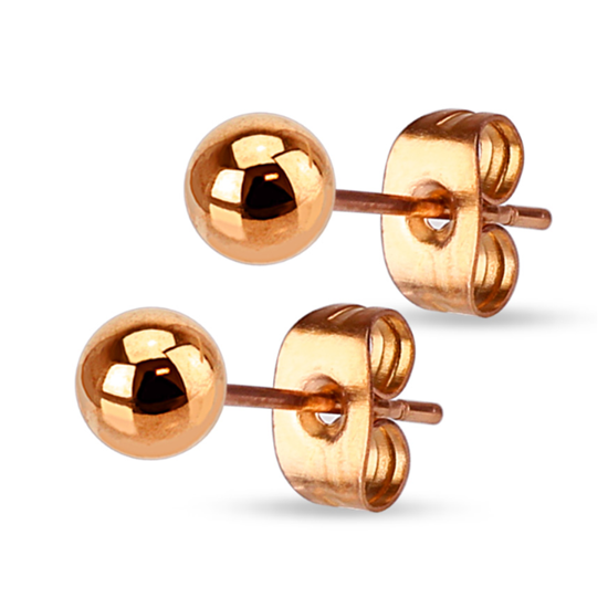 Children's Earrings:  Surgical Steel Rose Gold IP, 4mm Ball Studs