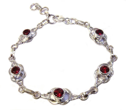 Children's Bracelets:  Sterling Silver, Genuine Garnet Bracelets Ages 3 - 8