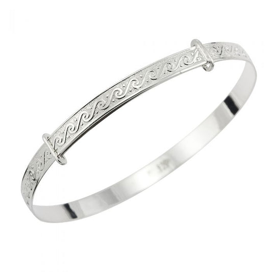 Children's Bangles:  Sterling Silver, Exquisitely Embossed, Adjustable Bangles Age 3 to 7 with Gift Box