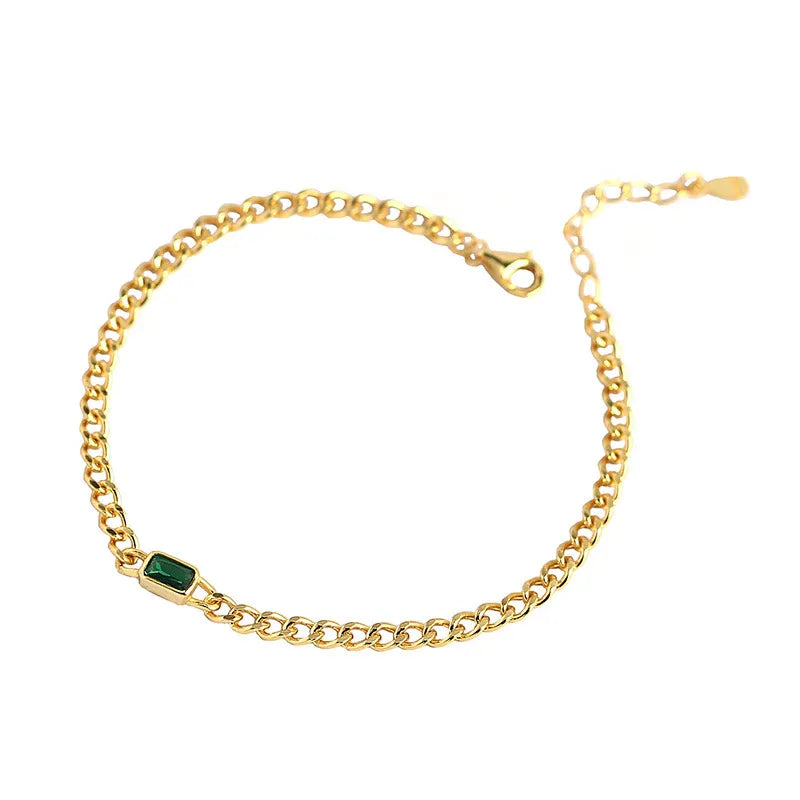 Children's and Teens' Bracelets:  Surgical Steel Bracelets with Emerald CZ