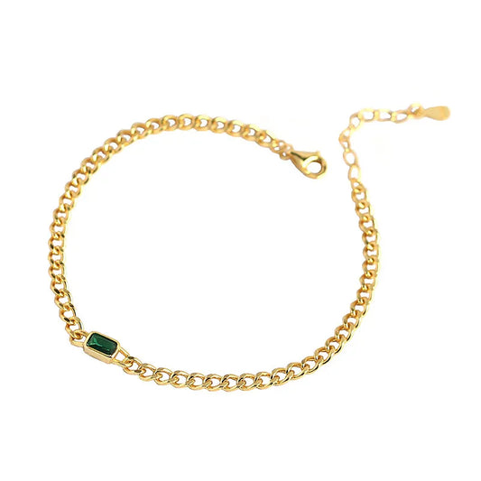 Children's and Teens' Bracelets:  Surgical Steel Bracelets with Gold IP and Emerald CZ