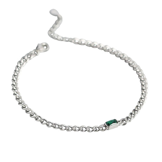 Children's and Teens' Bracelets:  Surgical Steel Bracelets with Emerald CZ