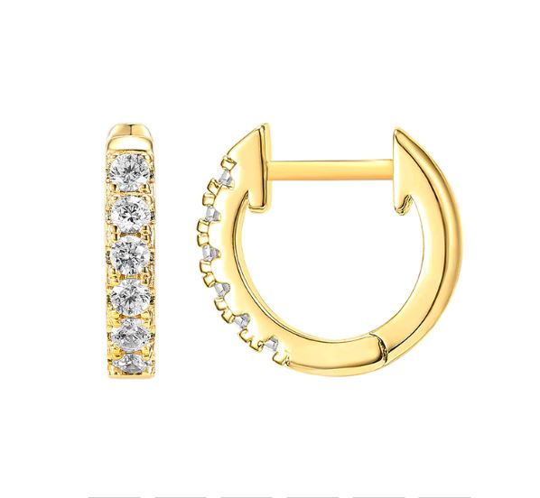 Children's Huggies:  14k Gold over Sterling Silver Clear CZ Huggie Hoops