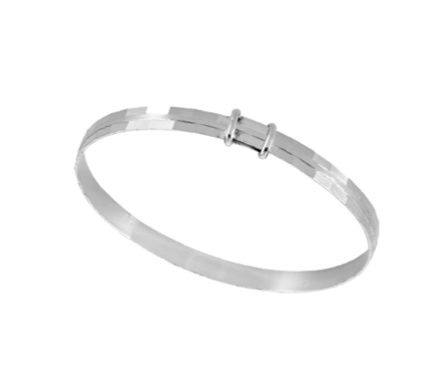 Children's Bangles:  Sterling Silver, Expanding, Diamond Cut Faceted Bangles Age 18 months to 5