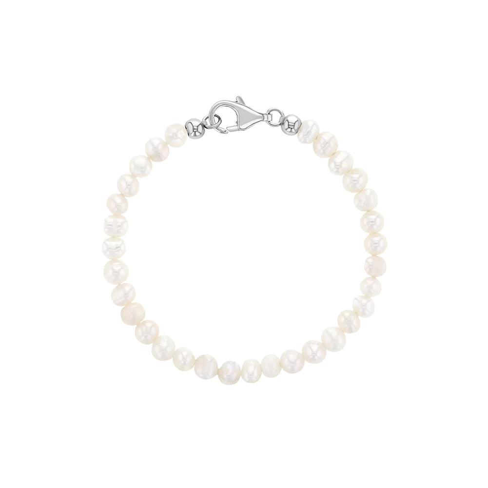 Baby Bracelets:  Sterling Silver, Freshwater Cultured Pearl Bracelets for Newborns, with Gift Box