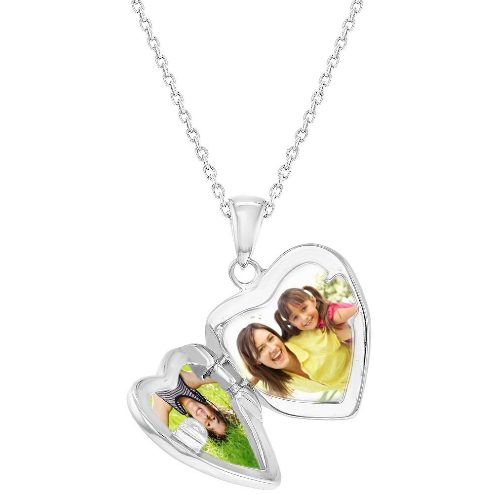 Children's Necklaces:  Sterling Silver, Oval, Pale Pink CZ Heart Locket Necklaces 16"