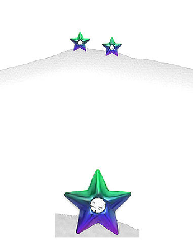 Children's Earrings:  Sterling Silver Stars with Central CZ in Green/Orange