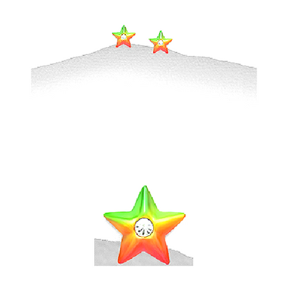 Children's Earrings:  Sterling Silver Stars with Central CZ in Green/Orange