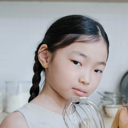 Children's Earrings:  Steel with Gold IP Dolphins with Screw Backs Age 3 - Teens