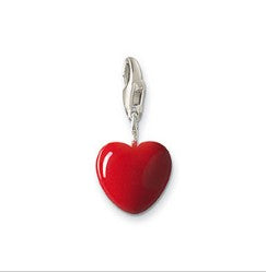 Baby, Children's and Mothers' Charms:  Sterling Silver Red Enamelled Heart Charms