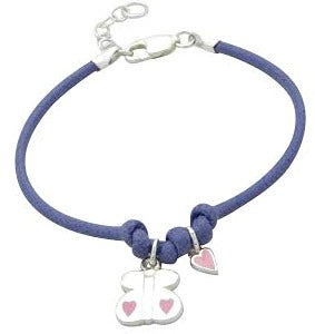 Baby and Children's Bracelets:  Sterling Silver/Polyester Bracelets with Teddy Bear