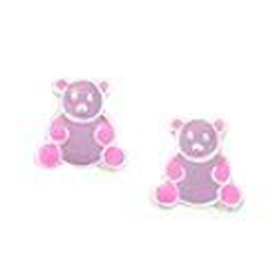 Baby and Children's Earrings:  Sterling Silver, Pink and Purple enameled Teddy Bear Earrings