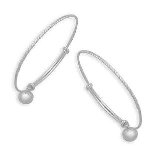 Children's Bracelets:  Sterling Silver, Adjustable, Tinkling Bell Charm Bangles