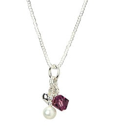 Children's Necklaces:  Sterling Silver February Birthstone Cluster Charm Necklace