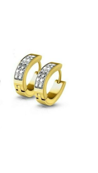 Teenagers' and Mothers' Earrings:  Surgical Steel, Gold IP, Brilliant CZ U Shaped Huggies