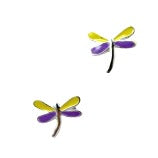 Baby and Children's Earrings:  Yellow/Purple Sterling Silver Dragonfly Earrings